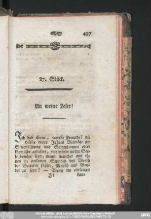 An meine Leser!
