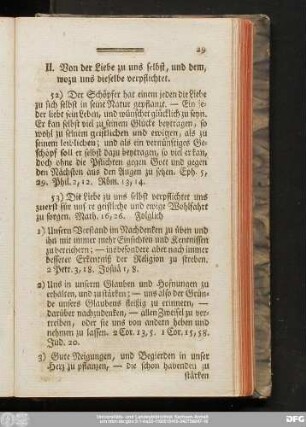 II. Von der Liebe zu uns selbst, und dem, wozu uns dieselbe verpflichtet.