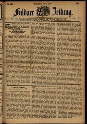 Ausgabe vom Samstag, den 04. Juli 1885.