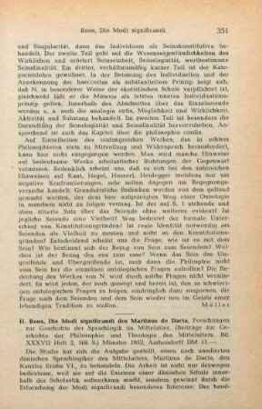 351-352 [Rezension] Roos, Heinrich, Die Modi significandi des Martinus de Dacia