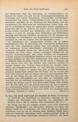 351-352 [Rezension] Roos, Heinrich, Die Modi significandi des Martinus de Dacia