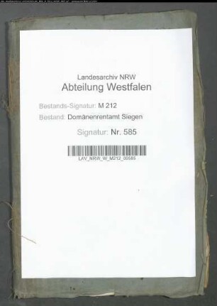 Verwandlung der Naturalgefälle in ständige Geldrenten im Bereich der Receptur Bilstein
