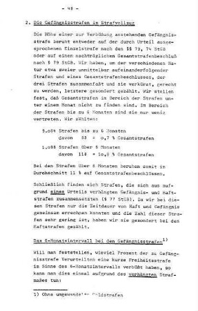 2. Die Gefängnisstrafen im Strafvollzug