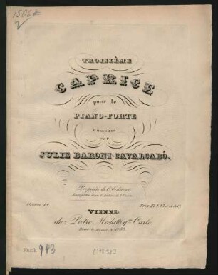 Troisième Caprice pour le Piano-Forte : Oeuvre 18.
