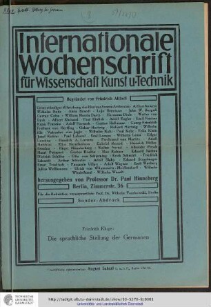 Die sprachliche Stellung der Germanen