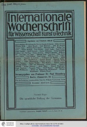 Die sprachliche Stellung der Germanen