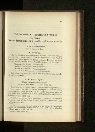 Gleichgewichte in quaternären Systemen. Das System: Wasser, Äthylalkohol, Lithiumsulfat und Ammoniumsulfat.
