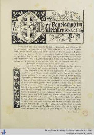 Der Vogelschutz im Mittelalter.