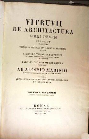 Vitruvii de architectura libri decem, 2. Cont. posteriores 5 libros