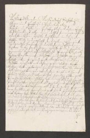 Schuldbrief des Bischofs Rudolf von Speyer gegenüber Heinrich Müller von Bruchsal über 500 Gulden zu 4 Prozent.