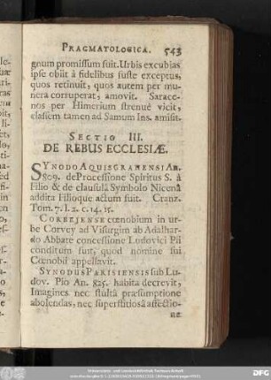 Sectio III. De Rebus Ecclesiae.