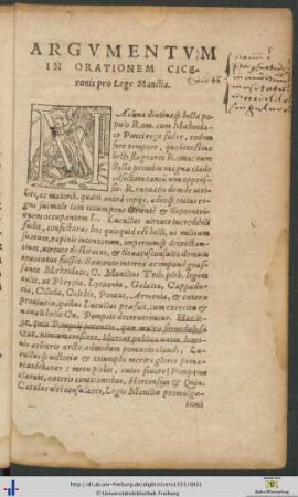 Argumentum In Orationem Ciceronis pro Lege Manilia