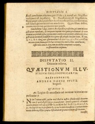 Disputatio II. Respondente Andrea Gözio