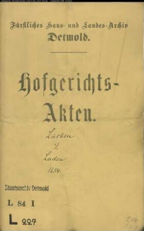 Lücke, Hermann gegen Albert Luden - Schuldforderung