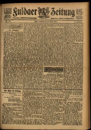 Erste Ausgabe vom Samstag, den 20. August 1904.