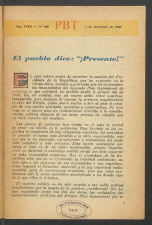 El pueblo dice: "¡Presente!"