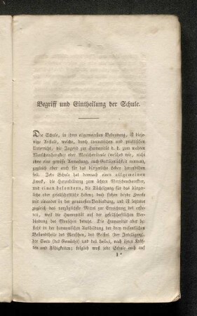 Begriff und Eintheilung der Schule.