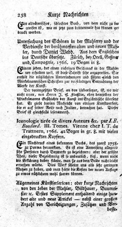 Untersuchung des Schönen in der Mahlerey und der Verdienste der berühmtesten alten und neuen Mahler.