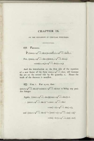 IX. On Expansion of Circular Functions. On Generating Functions.