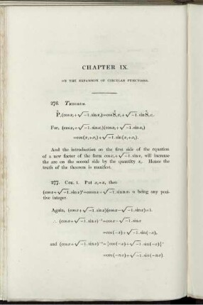 IX. On Expansion of Circular Functions. On Generating Functions.