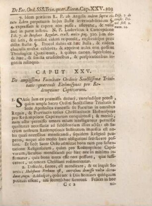 Caput XXV. De amplissima Facultate Ordinis Sanctissimae Trinitatis quaerendi Eleemosynas pro Redemptione Captivorum.