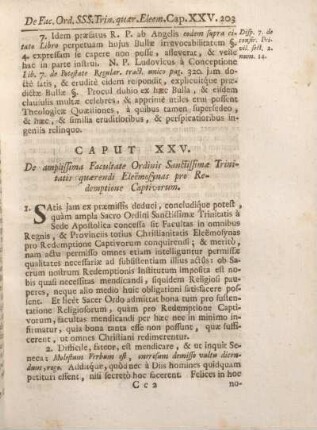 Caput XXV. De amplissima Facultate Ordinis Sanctissimae Trinitatis quaerendi Eleemosynas pro Redemptione Captivorum.