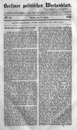 No 14, 7. April 1838