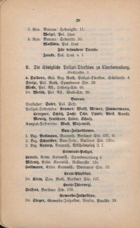 B. Die königliche Polizei-Direktion zu Charlottenburg