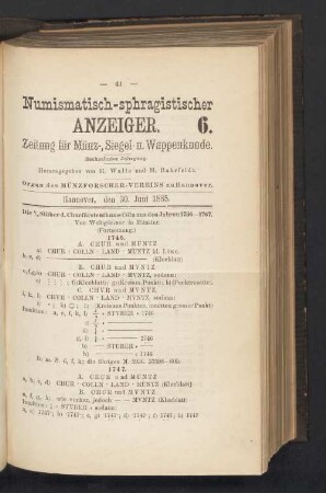 6. 30. Juni 1885