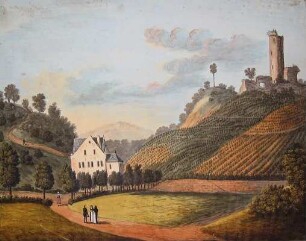 Burgruine Scharfenstein mit Turmberg; Kiedrich, Scharfenstein, Weihersberg, Scharfensteiner Straße 16, Scharfensteiner Straße, Links am Dietenberg, Der Turmberg