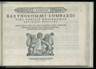 Bartolomaeo Lombardi: Mottectorum. Liber secundus cum Quinque vocibus. Cantus