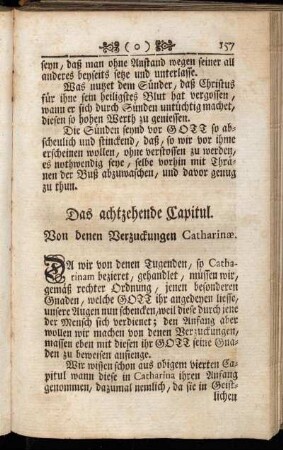 Das achtzehende Capitul. Von denen Verzuckungen Catharinæ.