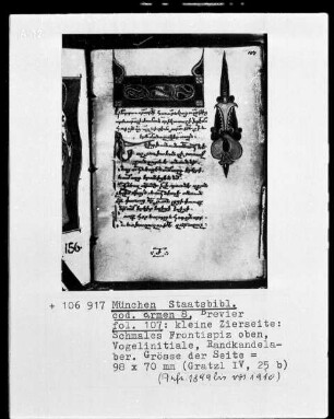 Brevier — ---, Folio 107rectoFrontispiz Randzeichnung Zierinitiale