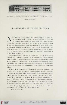 3. Pér. 39.1908: Les origines du palais Mazarin