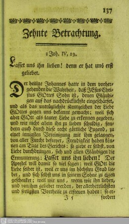 Zehnte Betrachtung. I Joh. IV, 19