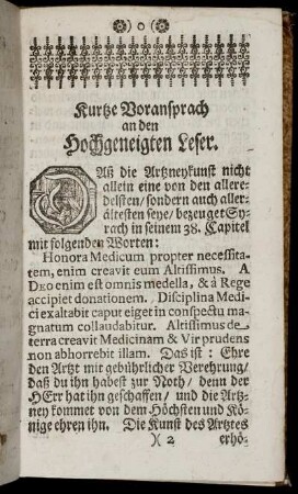 Kurtze Voransprach an den Hochgeneigten Leser.