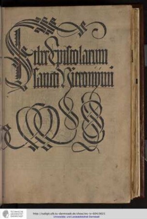 Liber epistolarum sancti Hieronymi.