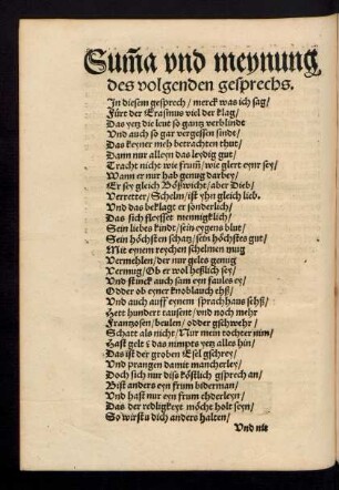 Summa und meynung des volgenden gesprechs.