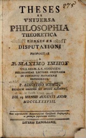 Theses ex universa philosophia theoretica