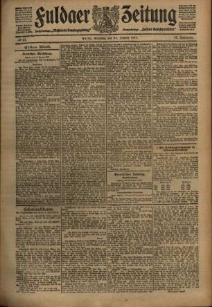 Erste Ausgabe vom Samstag, den 29. Januar 1910.