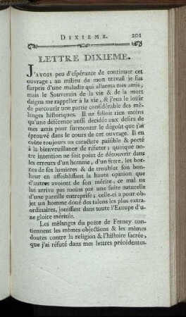 Lettre Dixieme