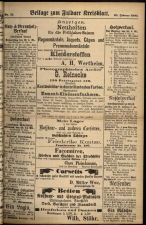Zweite Ausgabe vom Samstag, den 20. Februar 1892.