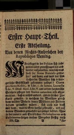 Einleitung zu denen vornehmsten Rechts-Ansprüchen Derer Gecrönten Hohen Häupter Und anderer Souverainen in Europa : Worinnen deren eigentliche Beschaffenheit und Ursprung behörig vorgestellet, Insonderheit aber der weltlichen Chur- und alten Fürstlichen teutschen Häuser ihre Praetensiones vorgetragen ... werden, 3
