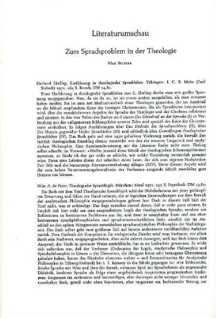 196-197 [Rezension] Pater, Wim A. de, Theologische Sprachlogik