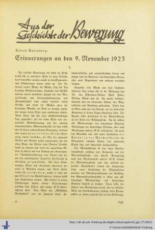Alfred Rosenberg: Erinnerungen anden 9. November 1923.