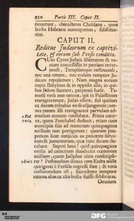 Caput II. Reditus Judæorum ex captivitate, & eorum sub Persis conditio.