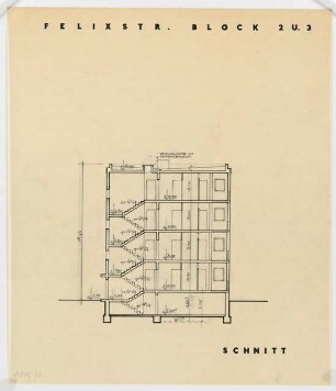 Wohnhäuser Felixstraße 14-22, Berlin-Tempelhof: Schnitt