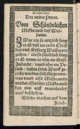 Der ander Punct. Vom Schändtlichen Mißbrauch deß Walfartens.