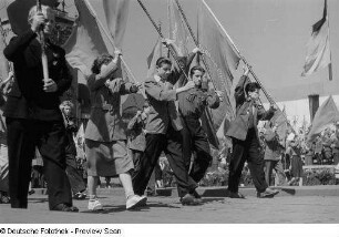 Demonstrationszug - Fahnenschwinger
