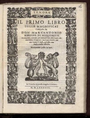 Marc' Antonio Mazzone: Il primo libro delle magnificat. Tenore